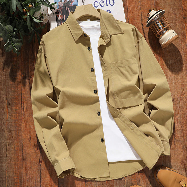 Herren lässige Langarmhemdjacke aus atmungsaktivem Baumwollmaterial Echoarchiv