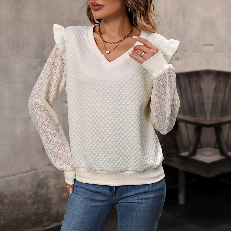 Damen Verspielter Strickpullover mit Rüschen-Details Echo Archiv