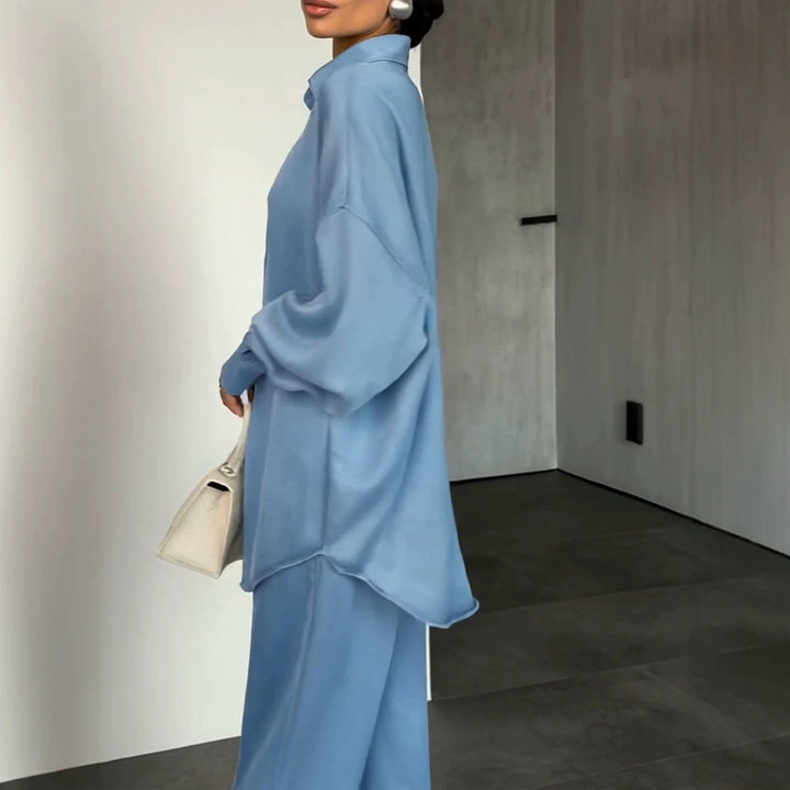 Damen Bequemes und lässiges Set aus oversized Bluse und weiten Hosen Echo Archiv