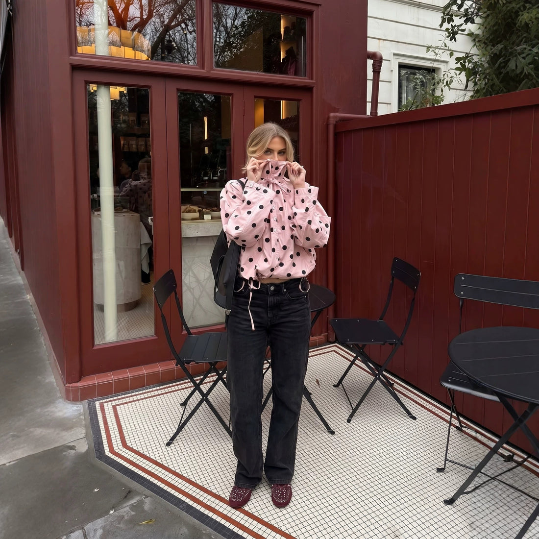 Damen Leichte Satin-Übergangsjacke im Cropped-Schnitt mit Stehkragen und Kordelzug Echoarchiv