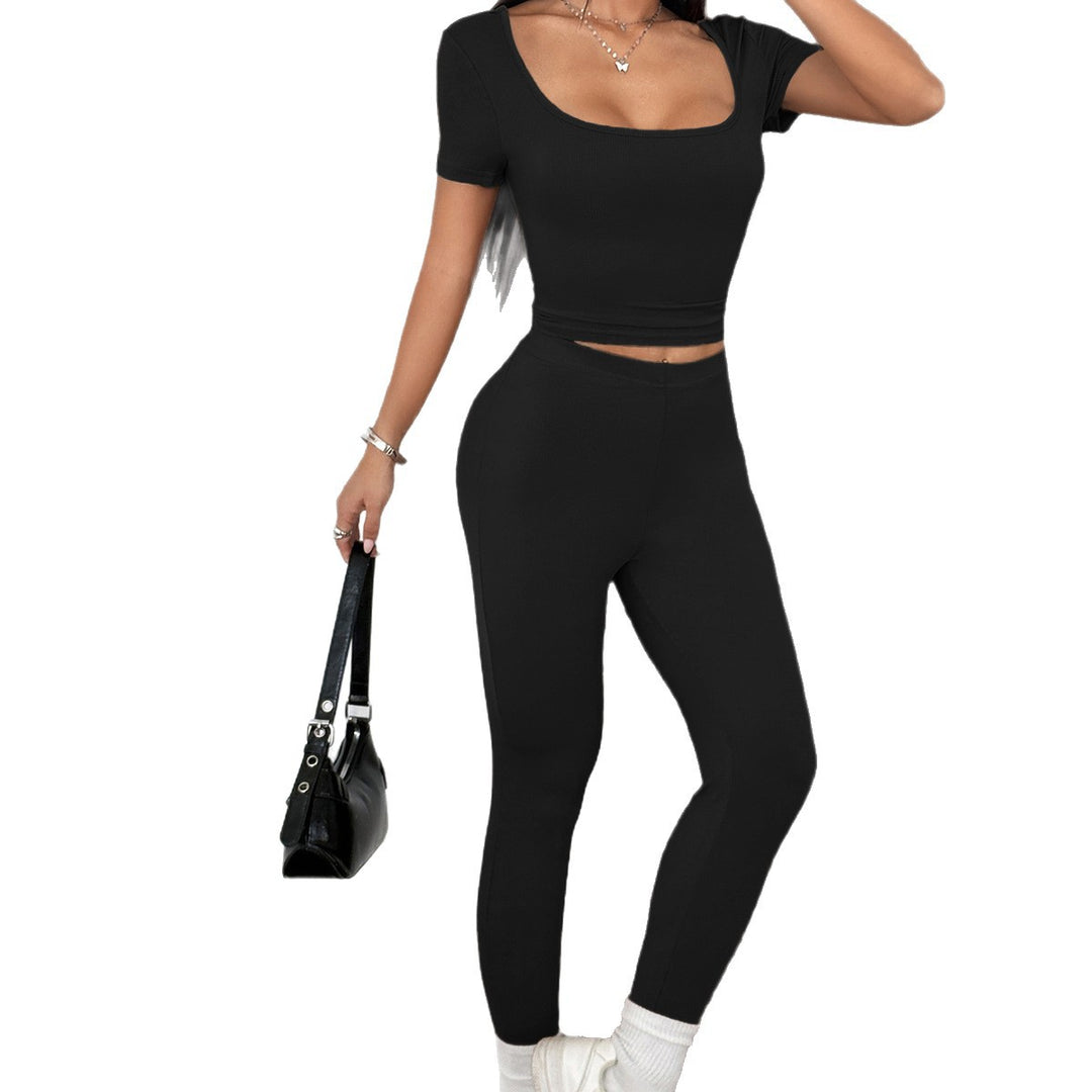Damen Figurbetontes Sport-Set mit kurzärmligem Oberteil und hochgeschnittener Leggings Echo Archiv