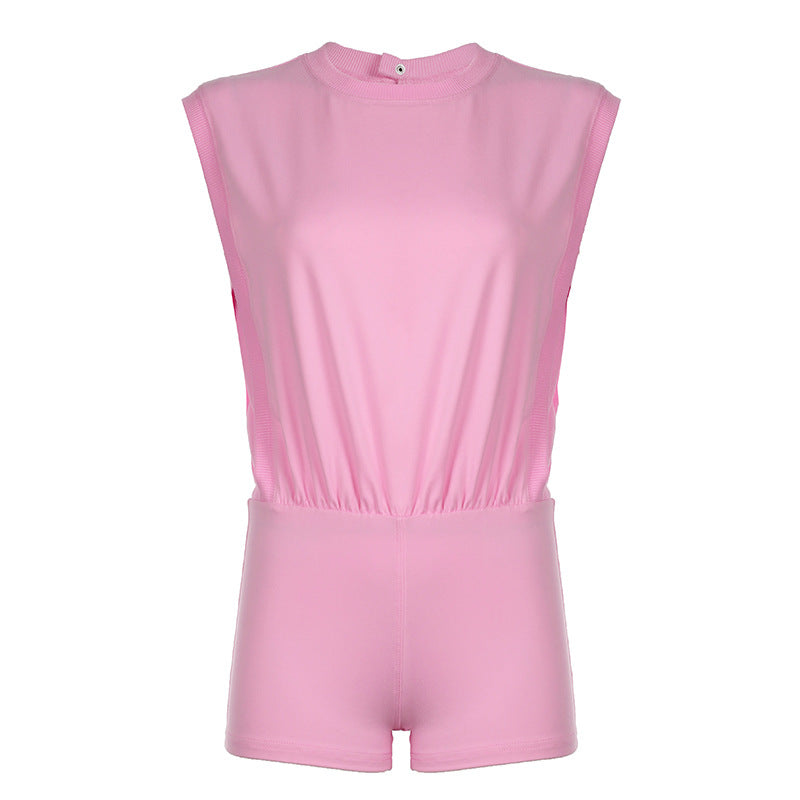 Damen sportlicher Jumpsuit mit elastischem Bund und ärmellosem Design Echo Archiv