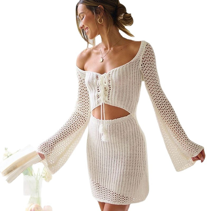 Damen elegantes gehäkeltes Strandkleid mit offenkantigem Design Echo Archiv