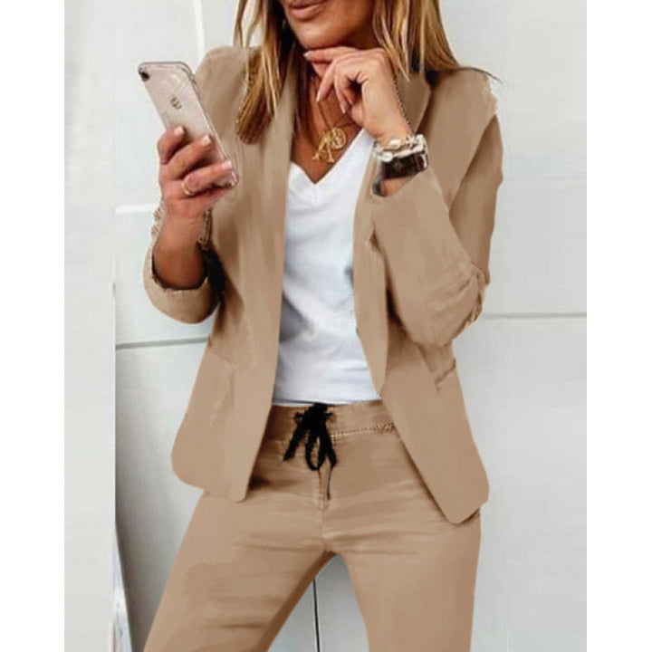 Damen Zweiteiliges Stretch-Jersey-Blazer-Set mit Kordelzug-Jogginghose Echo Archiv