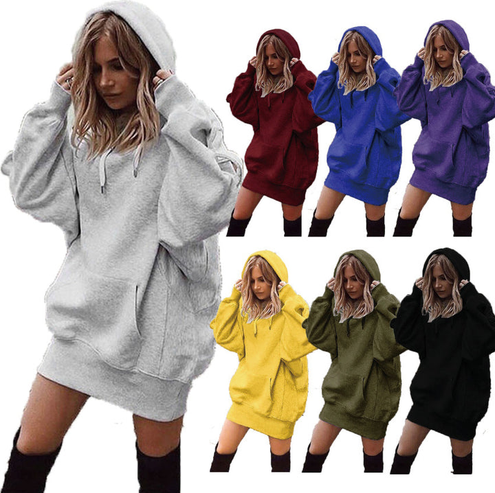 Damen Oversize Kapuzenkleid mit Kängurutasche Echoarchiv