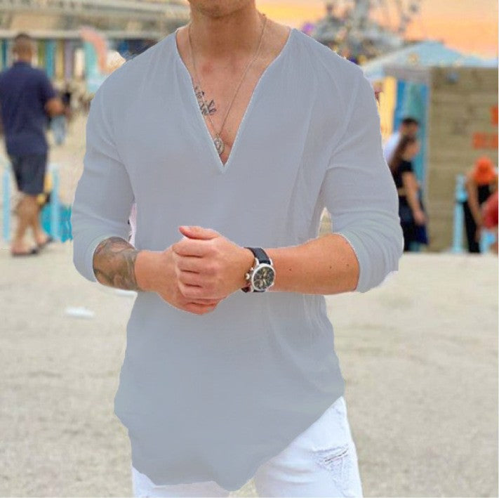 Herren Langarmshirt mit modernem V-Ausschnitt und elegantem Schnitt Echoarchiv
