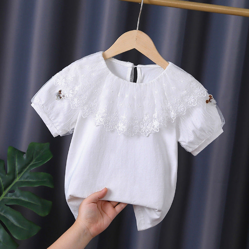 Mädchen T-Shirt mit elegantem Spitzenbesatz Echo Archiv