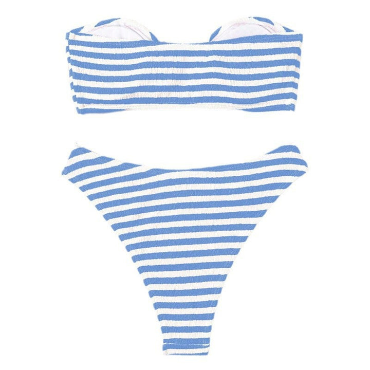 Damen Bandeau-Bikini mit modischem Streifenmuster und zeitgemäßem Gurt Echo Archiv
