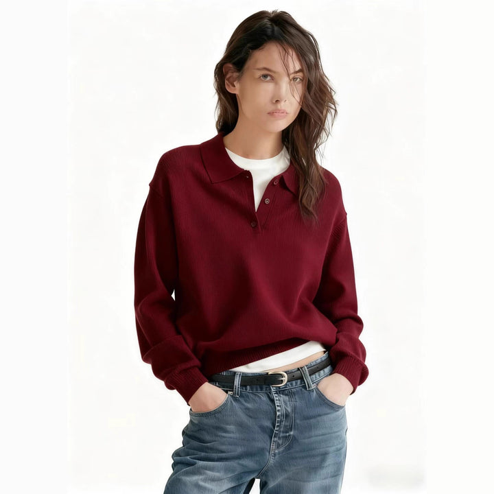 Damen Lässiger Polopullover aus weichem Strick Echo Archiv