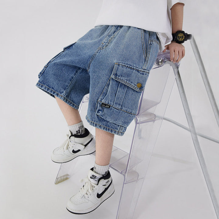 Jungen Cargo-Shorts aus leichtem Denim Echo Archiv
