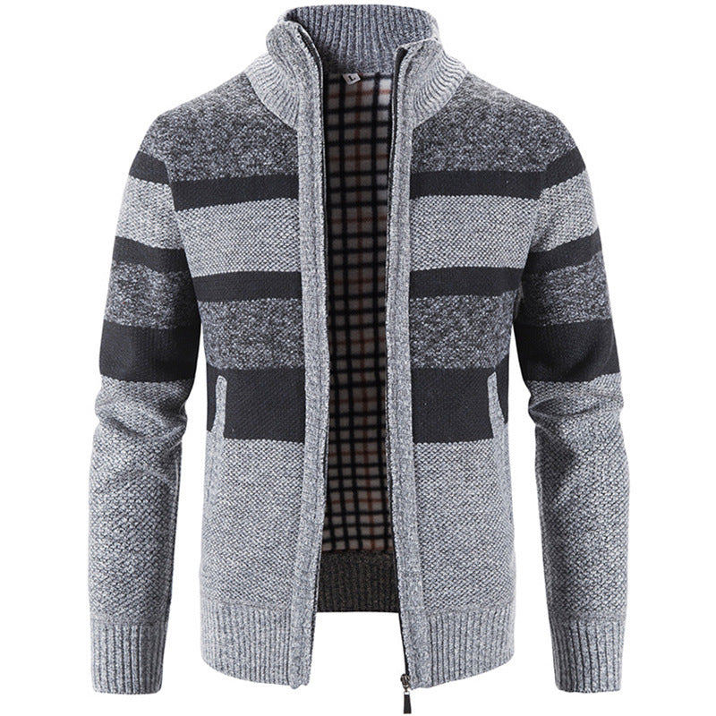 Herren Strickjacke mit hohem Kragen und kontrastierenden Mustern Echoarchiv
