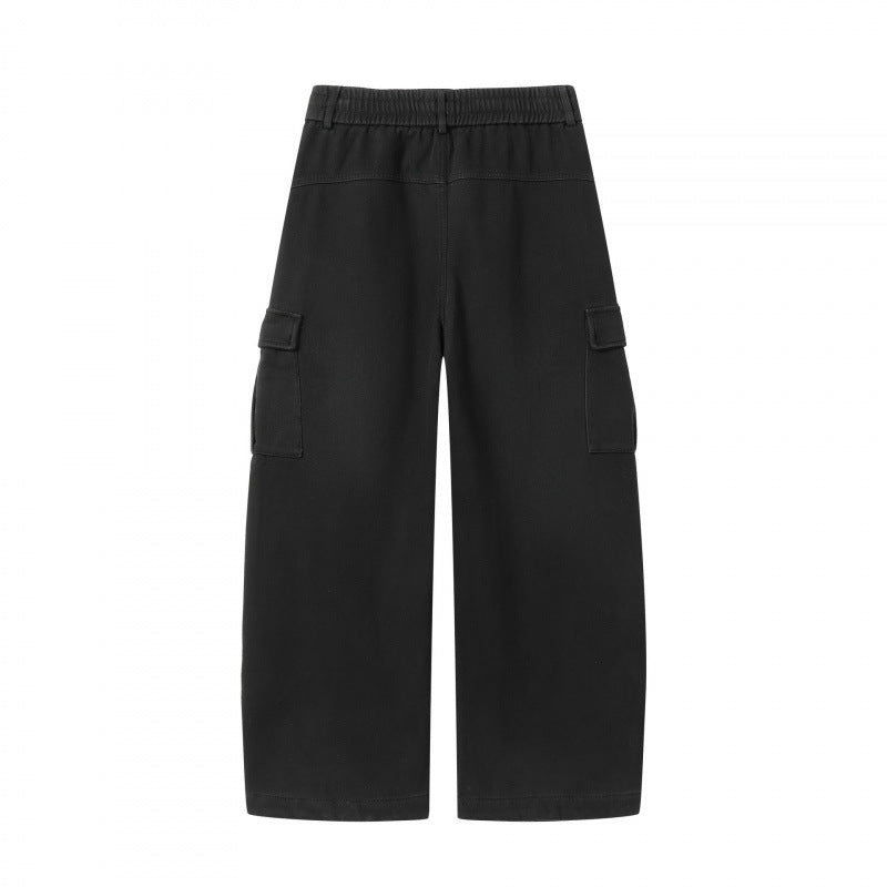 Damen Weite Cargo-Hose mit Tunnelzugbund, aufgesetzten Pattentaschen und weitem Bein Echo Archiv