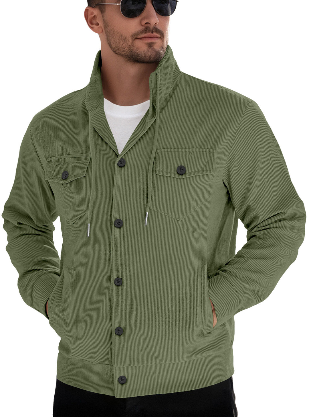 Herren lässiger Steppjacke mit Kapuze Echoarchiv