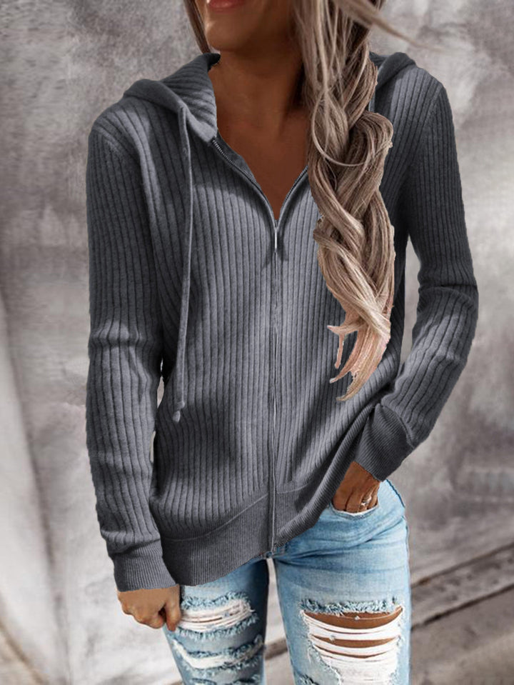 Damen Kapuzenjacke aus strukturiertem Material mit praktischen Taschen Echoarchiv