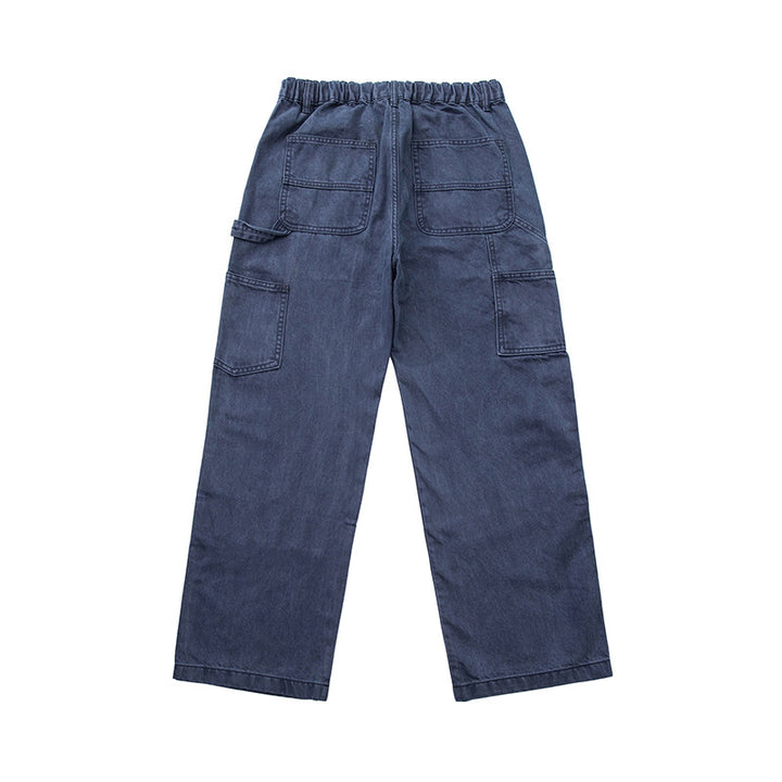 Herren Weite Utility-Denimhose mit Tunnelzugbund und aufgesetzten Taschen Echoarchiv