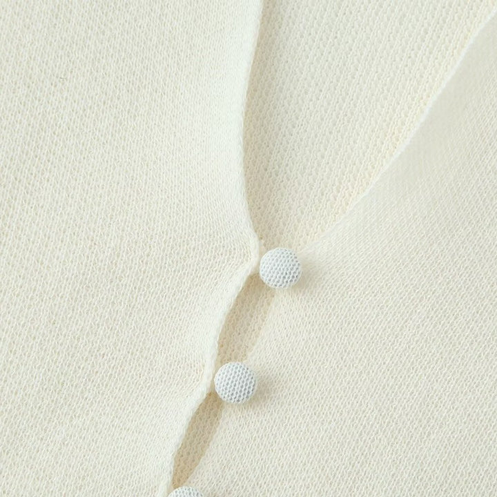Damen plissiertes Midi-Kleid mit eleganter Knopfleiste und V-Ausschnitt Echo Archiv
