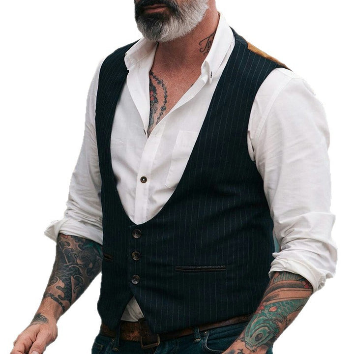 Herren stilvolle Vintage Weste mit Nadelstreifen und Knopfdetails Echoarchiv
