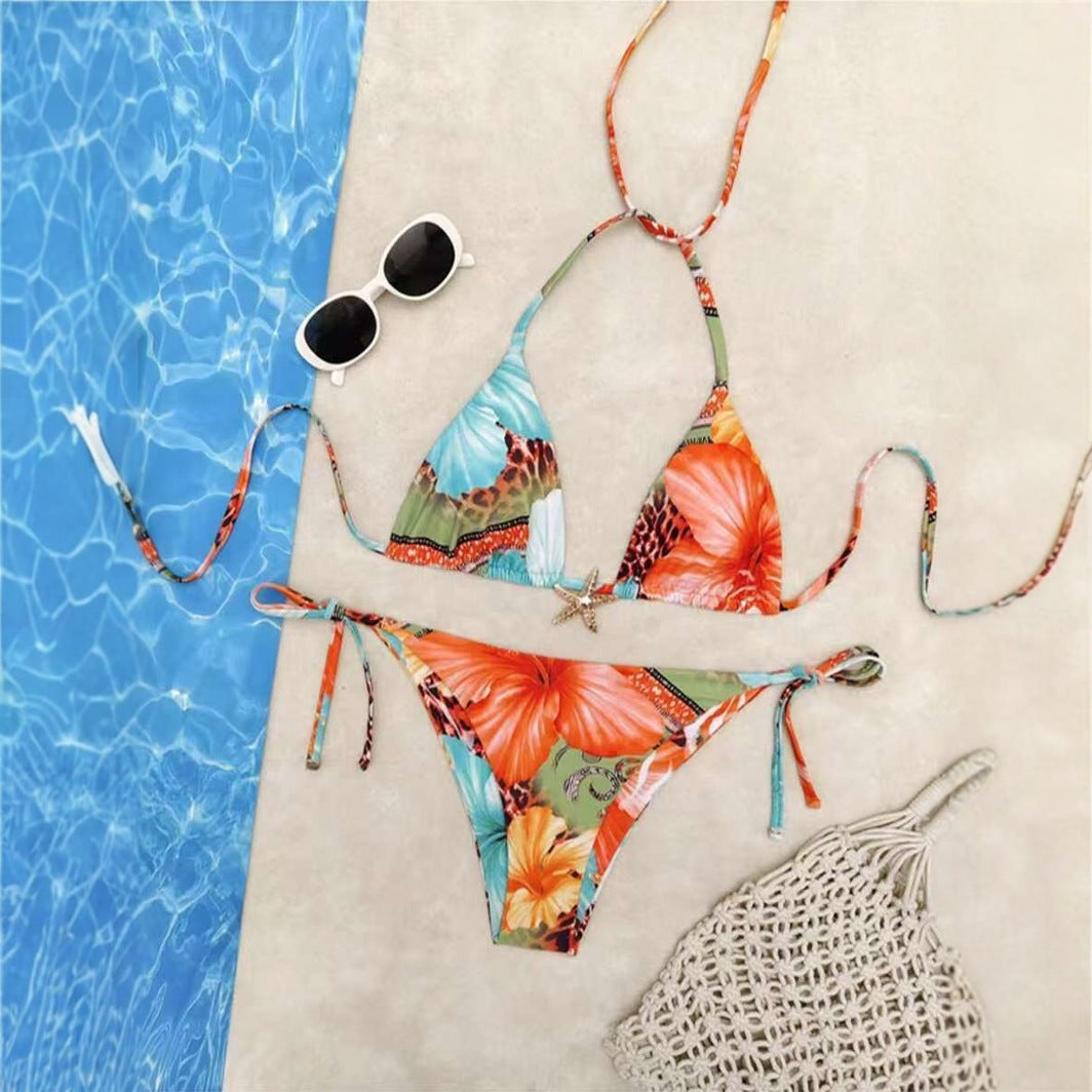Damen Triangel-Bikini mit floralem Design und verstellbaren Bändern Echo Archiv