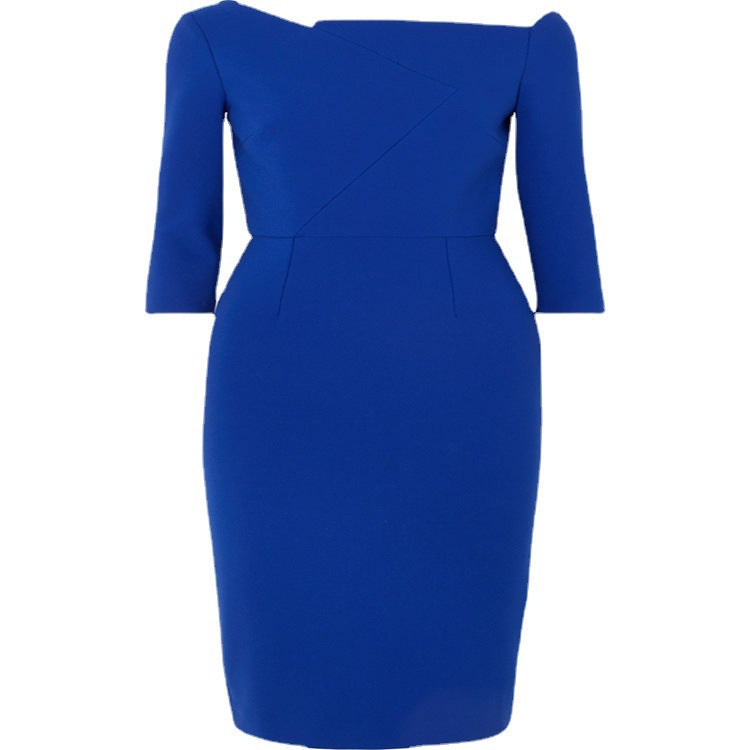 Damen Figurbetontes Bleistiftkleid mit schulterfreiem Carmenkragen und dreiviertelärmeln Echoarchiv