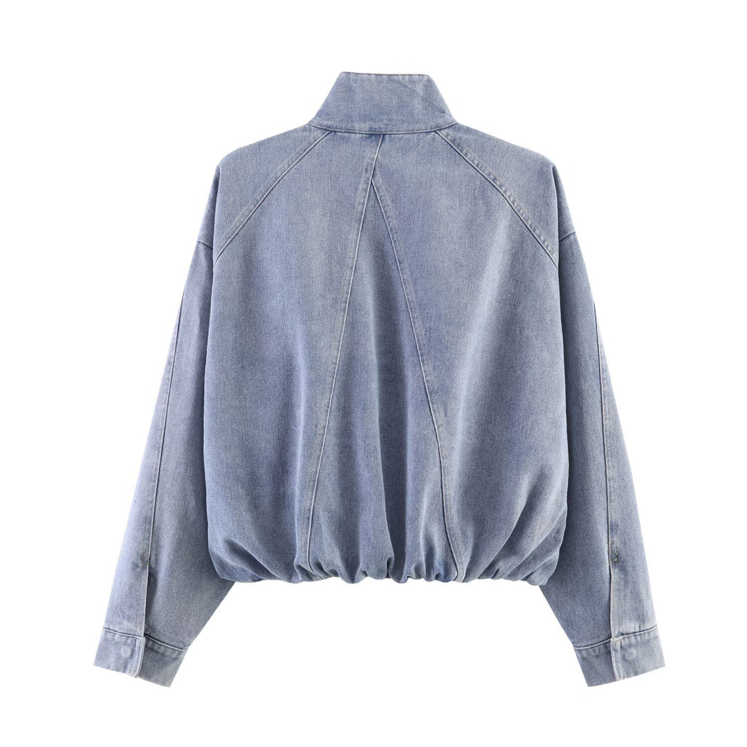 Damen Oversized Jeans-Bomberjacke mit Stehkragen und Tunnelzug Echo Archiv