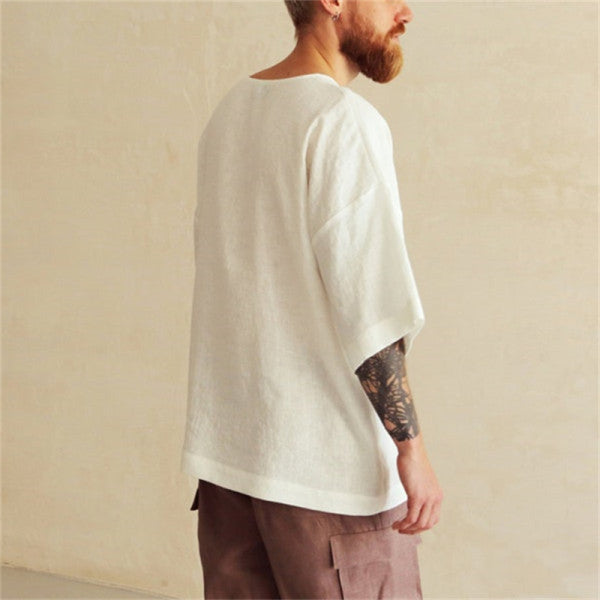 Herren lässiges Leinen-T-Shirt mit übergroßem Schnitt Echoarchiv