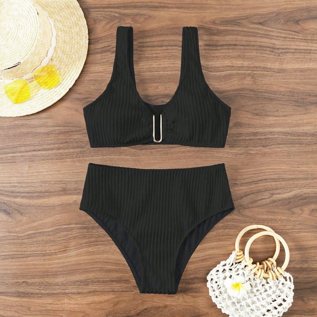 Damen Hochgeschnittener Bikini mit einzigartiger Rippstruktur Echo Archiv