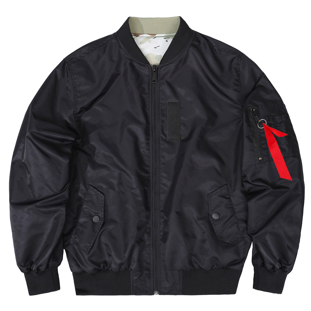 Herren  fluginspiriertes Bomberjacke mit gerippten Bündchen Saum Camouflage-Futter und Ärmel-Utility-Tasche Echo Archiv