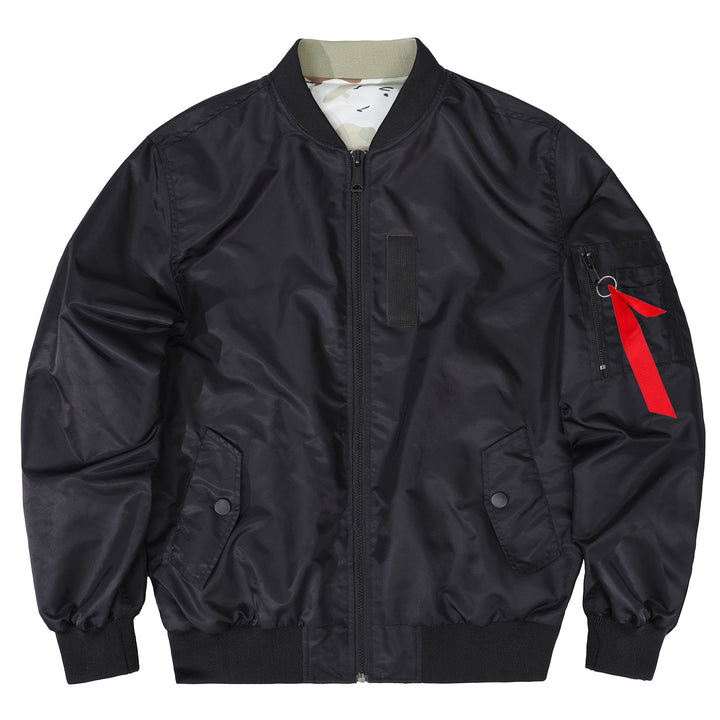 Herren  fluginspiriertes Bomberjacke mit gerippten Bündchen Saum Camouflage-Futter und Ärmel-Utility-Tasche Echo Archiv
