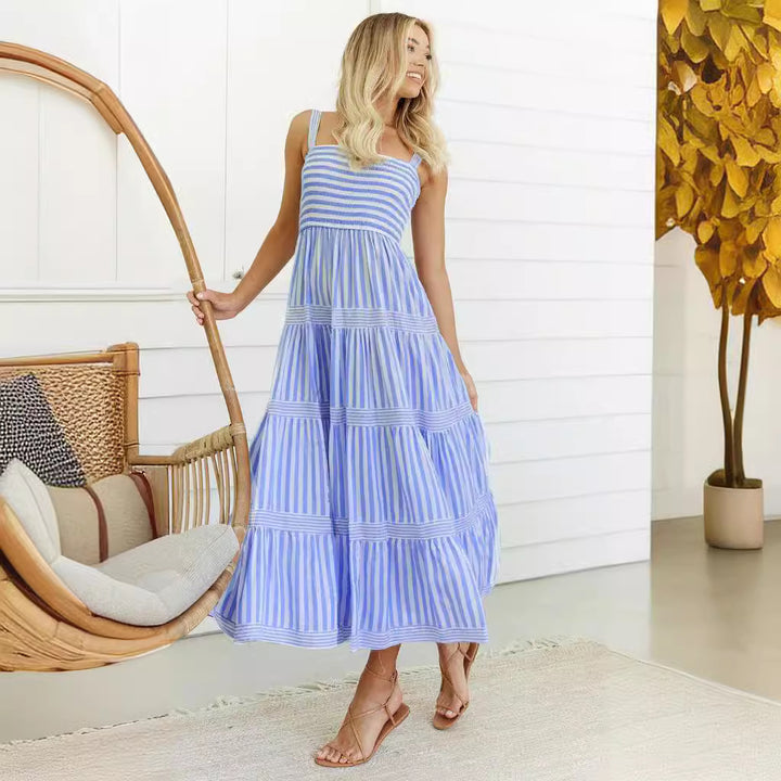Damen Maxikleid mit feinen Streifen und elastischem Oberteil Echo Archiv