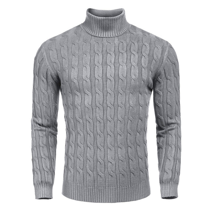 Herren modischer Rollkragenpullover mit Zopfmuster Echoarchiv