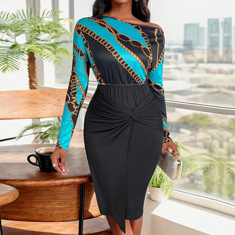Damen Elegantes Knielanges Kleid mit Drapierungsdetails Echo Archiv