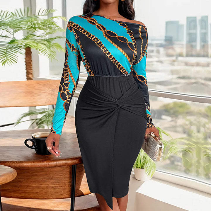 Damen Elegantes Knielanges Kleid mit Drapierungsdetails Echo Archiv