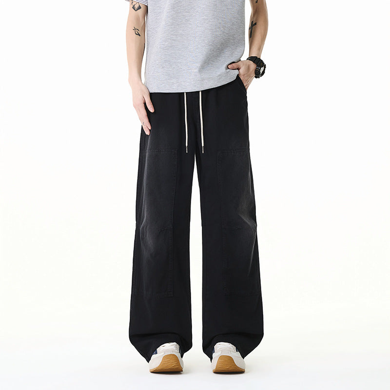 Herren Weite Baggy-Cargohose aus Baumwoll-Twill mit elastischem Bund und Knie-Patch Echo Archiv
