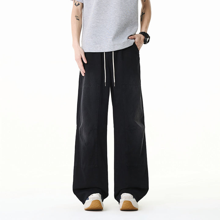 Herren Weite Baggy-Cargohose aus Baumwoll-Twill mit elastischem Bund und Knie-Patch Echo Archiv