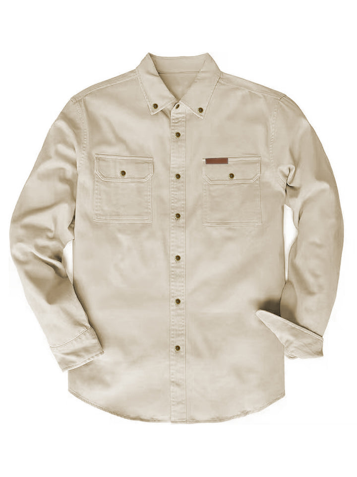 Herren Langarm-Hemd mit robusten Brusttaschen und klassischem Button-Down-Kragen Echoarchiv