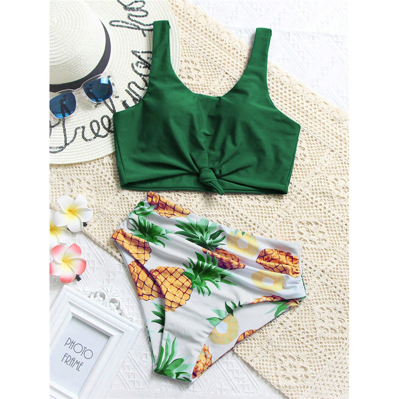Damen Bikini-Set mit knotenförmigem Oberteil und hohem Bund Echo Archiv