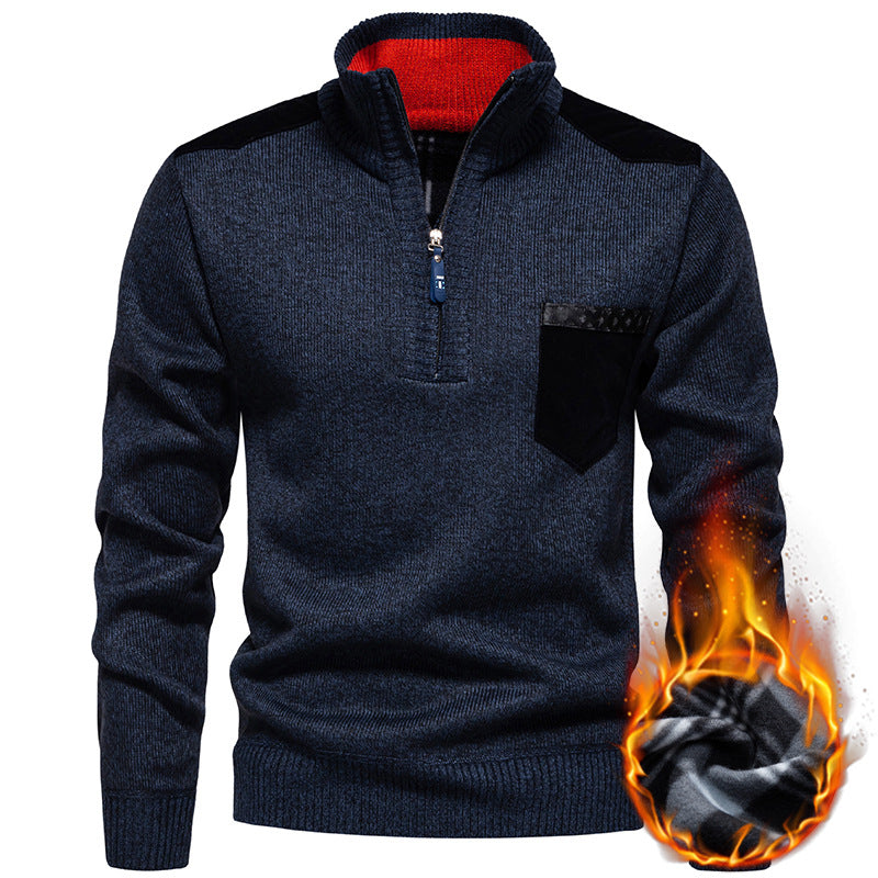 Herren hochwertiger Pullover mit Stehkragen und Reißverschluss Echoarchiv