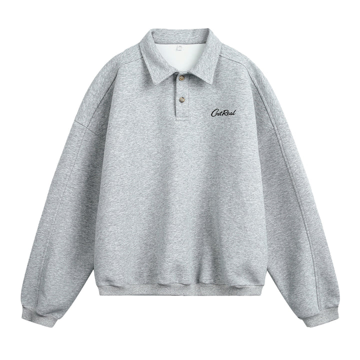 Unisex Oversize Poloshirt-Sweatshirt mit Hemdkragen und Halbknopfleiste Echo Archiv