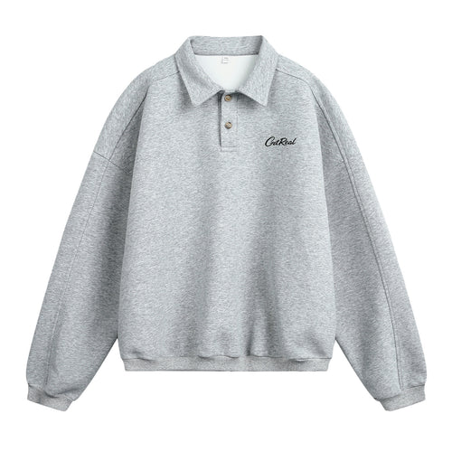 Unisex Oversize Poloshirt-Sweatshirt mit Hemdkragen und Halbknopfleiste Echo Archiv