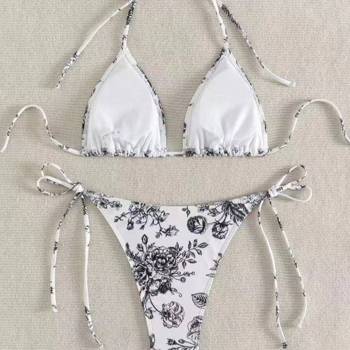 Damen Triangel-Bikini-Set mit zarten Blumenmotiven Echo Archiv