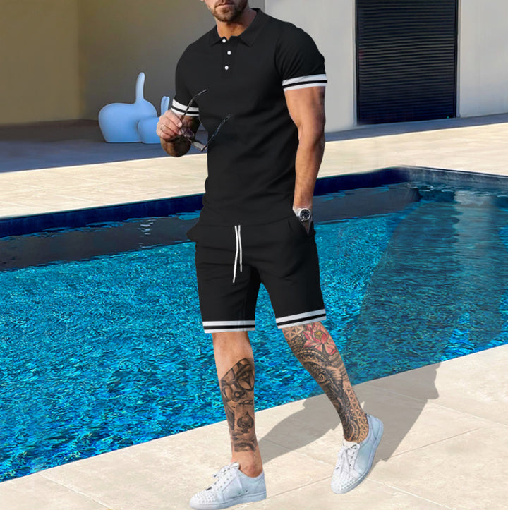 Herren lässiges Poloshirt und Shorts Set mit atmungsaktivem Stoff Echoarchiv