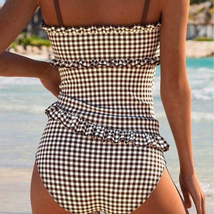Damen Buntes Rüschenshirt-Tankini Echo Archiv