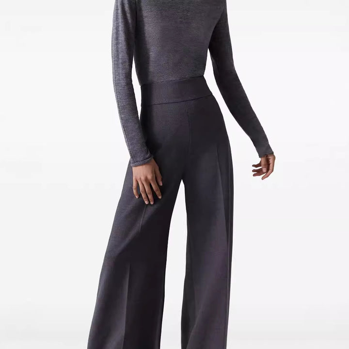 Damen High‑Waist ultraweite Palazzo‑Hose mit Bügelfalte und Bodensaum Echoarchiv