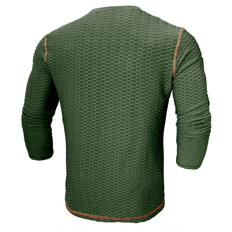 Herren Langarmshirt mit strukturiertem Design und modischem Henley-Ausschnitt Echoarchiv