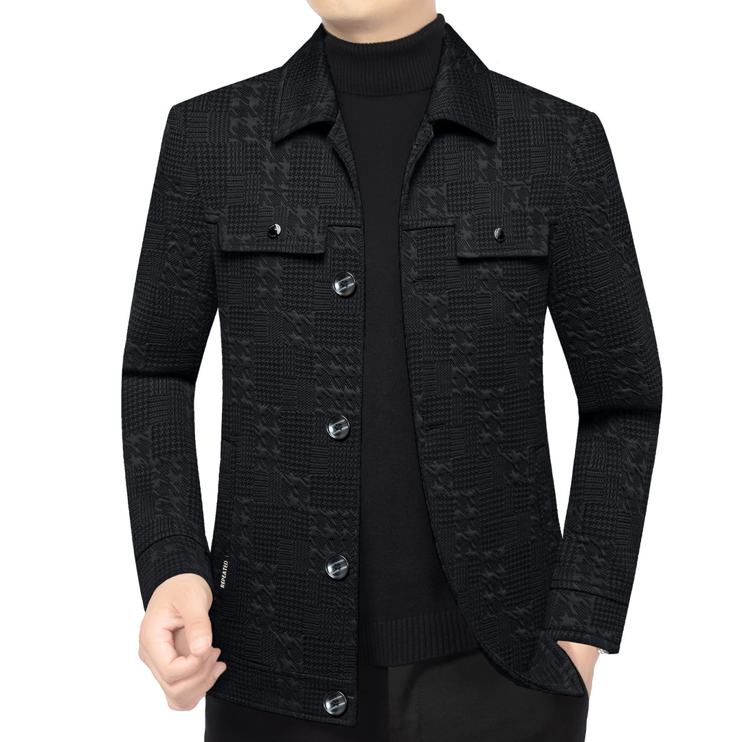 Herren Strukturiertes Overshirt im Glencheck-Relief mit Hemdkragen – Taviero