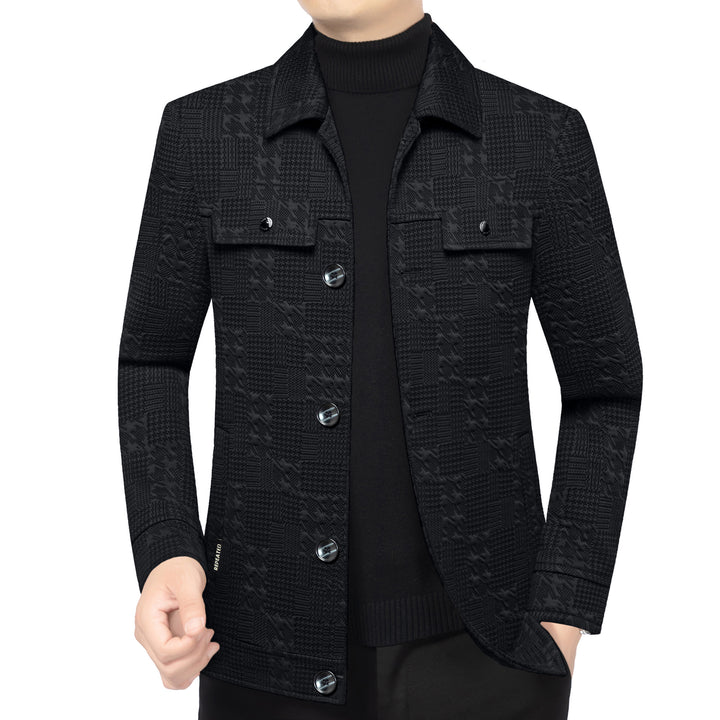Herren Strukturiertes Overshirt im Glencheck-Relief mit Hemdkragen – Taviero