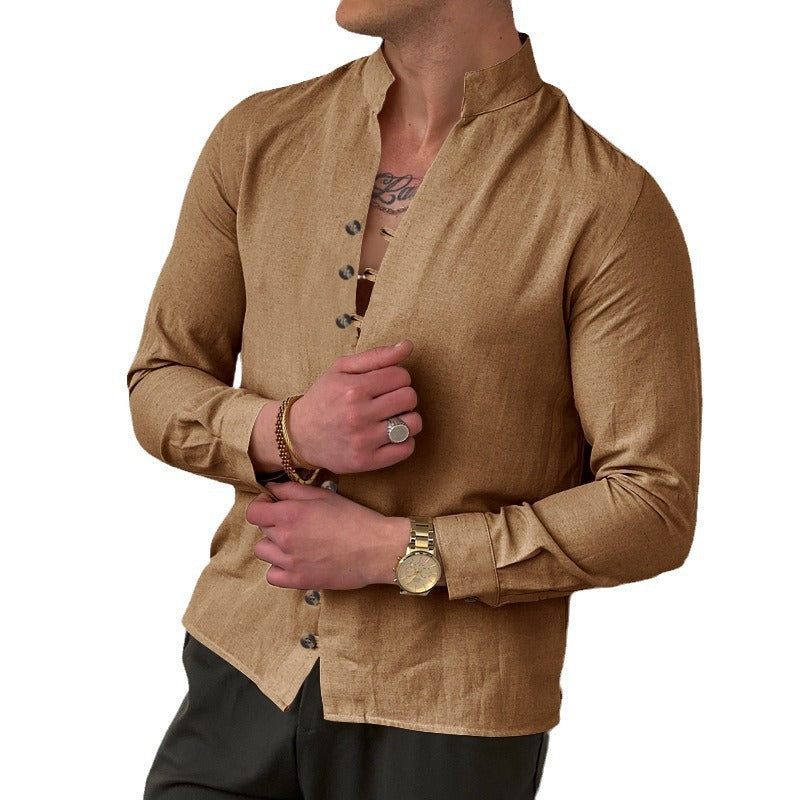 Herren Langarm-Hemd mit modernen Knopfdetails und zeitlosem Design Echoarchiv