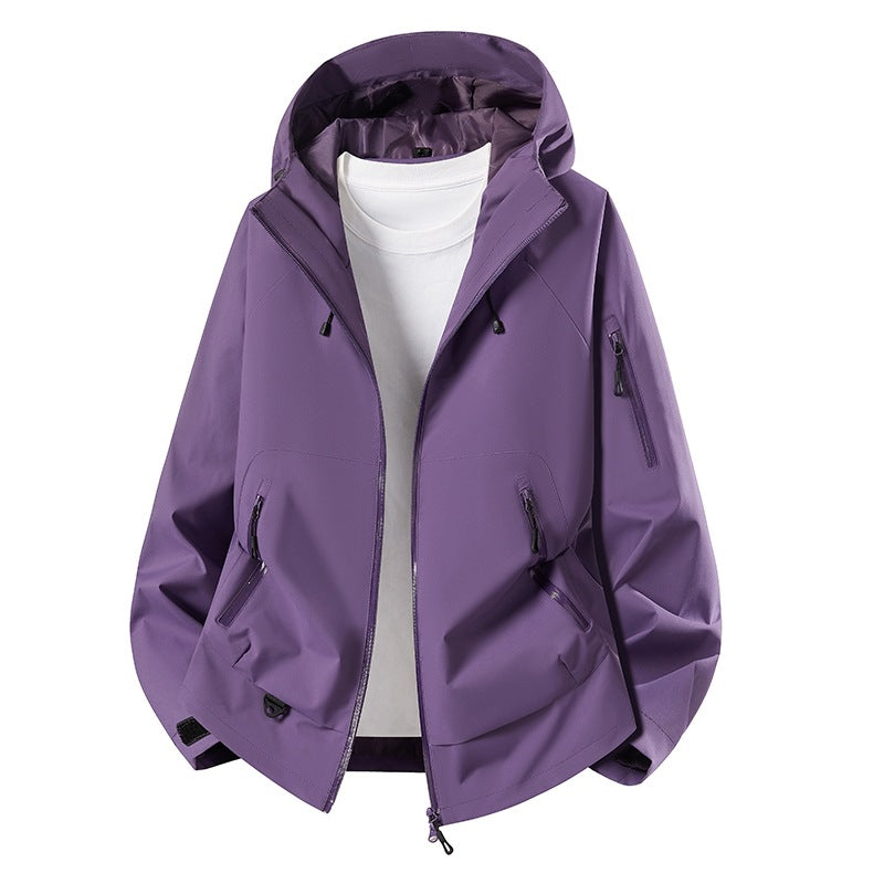 Herren Minimalistischer Softshell-Anorak mit verstellbarer Kapuze & verschweißten Zip-Taschen Echoarchiv