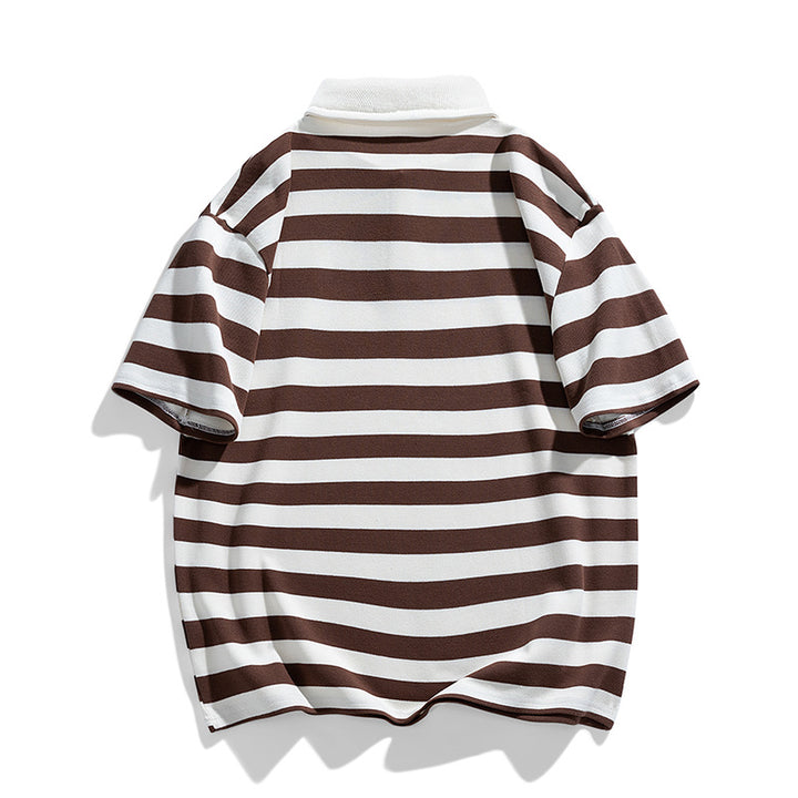Herren lässiges Poloshirt mit breiten Streifen und hochwertiger Baumwolle Echoarchiv