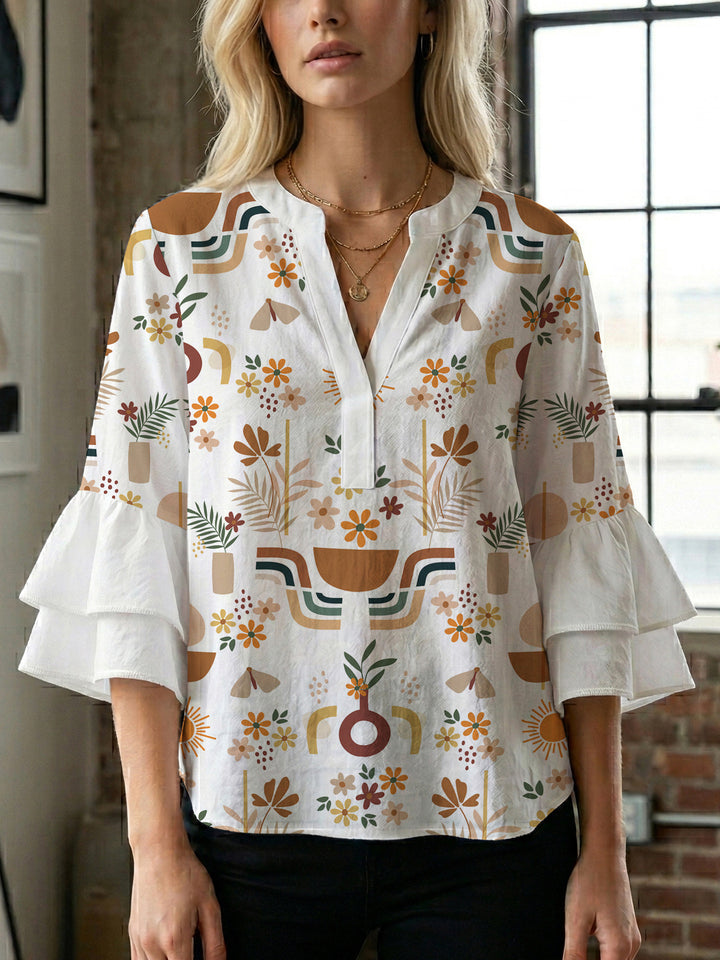 Damen Bluse mit Rüschendetails und auffälligem Animal-Print Echo Archiv